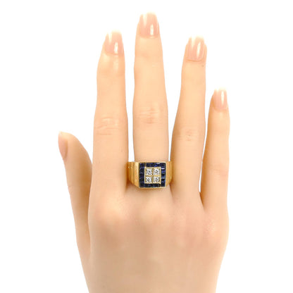 K18YG イエローゴールド リング・指輪 サファイア1.45ct ダイヤモンド0.20ct 18号 11.0g メンズ【中古】