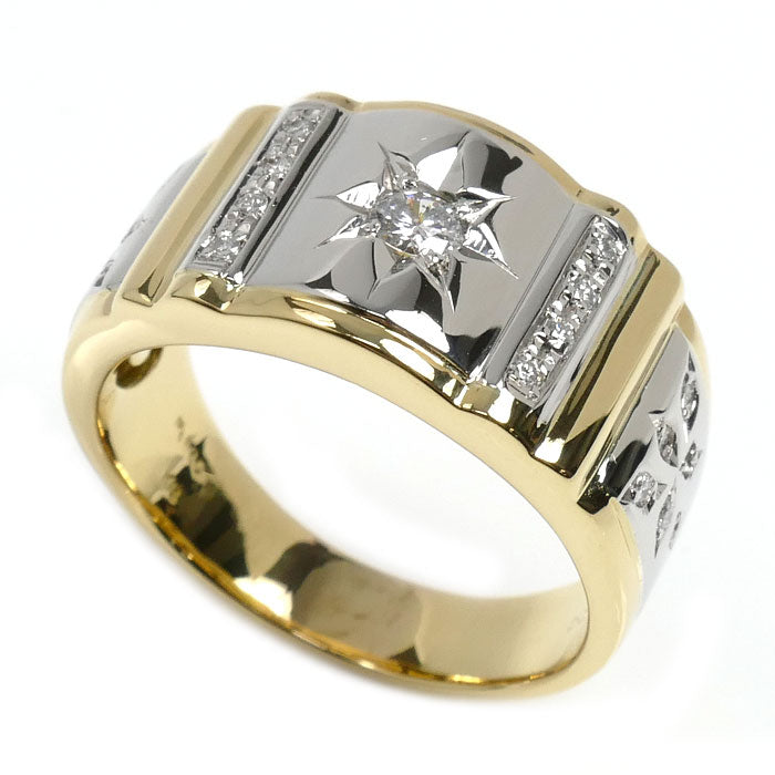 K18YG/Pt900 リング・指輪 ダイヤモンド0.28ct 22号 12.8g メンズ【中古】