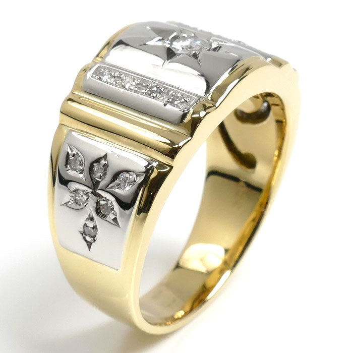 K18YG/Pt900 リング・指輪 ダイヤモンド0.28ct 22号 12.8g メンズ【中古】