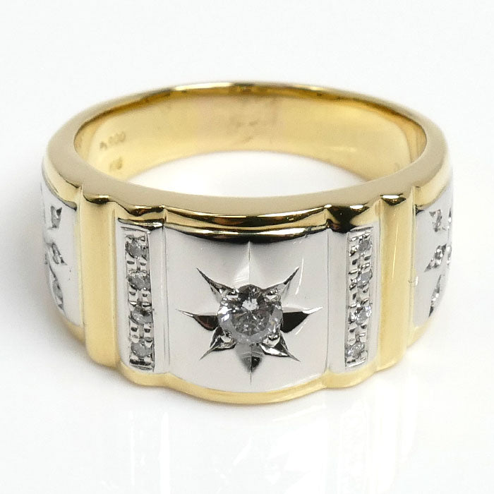 K18YG/Pt900 リング・指輪 ダイヤモンド0.28ct 22号 12.8g メンズ【中古】