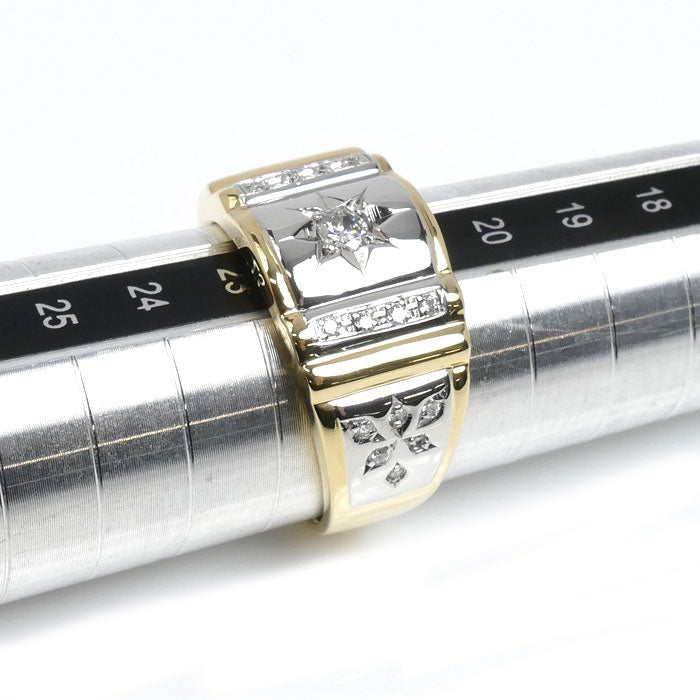 K18YG/Pt900 リング・指輪 ダイヤモンド0.28ct 22号 12.8g メンズ【中古】