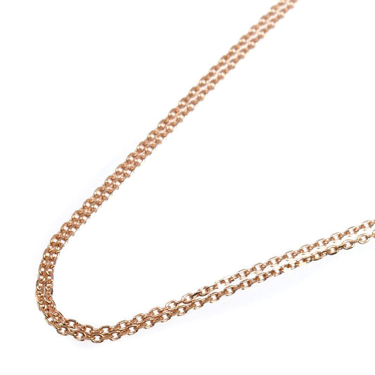 K18PG ピンクゴールド 2連 ネックレス 小豆 3.1g 40～50cm フリーチェーン レディース【中古】【美品】