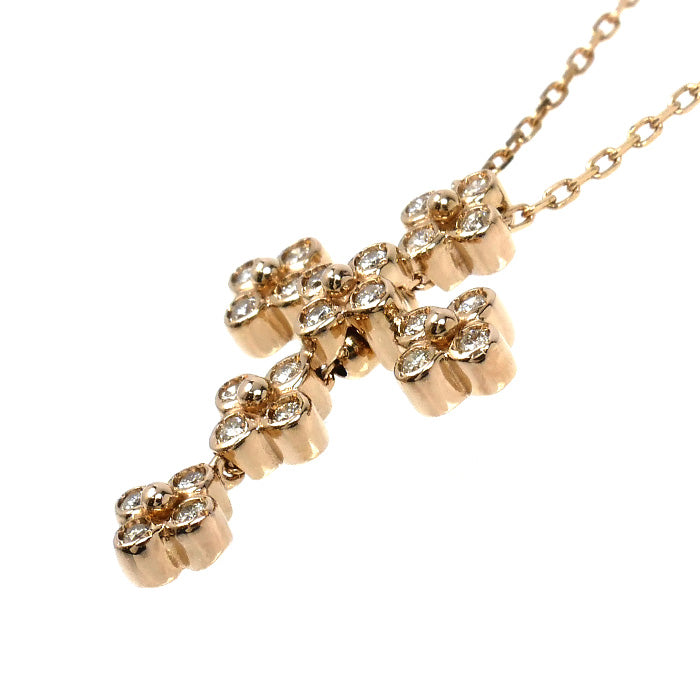 Vendome Aoyama ヴァンドーム青山 K18PG ピンクゴールド クロス ネックレス ダイヤモンド0.14ct 3.3g ～42cm レディース【中古】