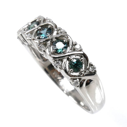 Pt900プラチナ リング・指輪 アレキサンドライト0.37ct ダイヤモンド0.12ct 15号 6.7g レディース【中古】