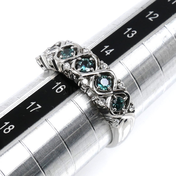 Pt900プラチナ リング・指輪 アレキサンドライト0.37ct ダイヤモンド0.12ct 15号 6.7g レディース【中古】