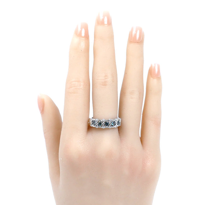 Pt900プラチナ リング・指輪 アレキサンドライト0.37ct ダイヤモンド0.12ct 15号 6.7g レディース【中古】