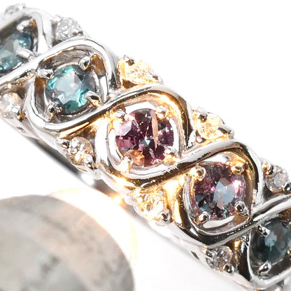 Pt900プラチナ リング・指輪 アレキサンドライト0.37ct ダイヤモンド0.12ct 15号 6.7g レディース【中古】