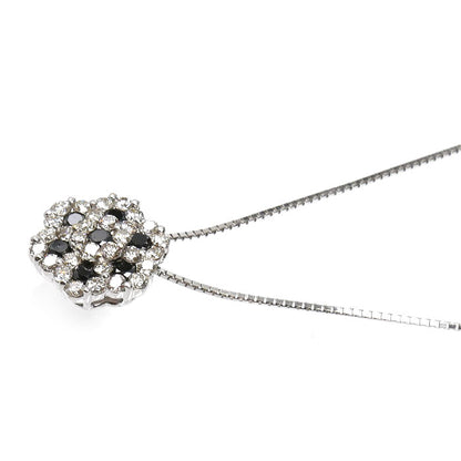 K18WG ホワイトゴールド フラワー ネックレス ダイヤモンド0.70ct 3.6g ～45cm フリーチェーン レディース【中古】