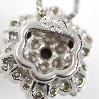K18WG ホワイトゴールド フラワー ネックレス ダイヤモンド0.70ct 3.6g ～45cm フリーチェーン レディース【中古】