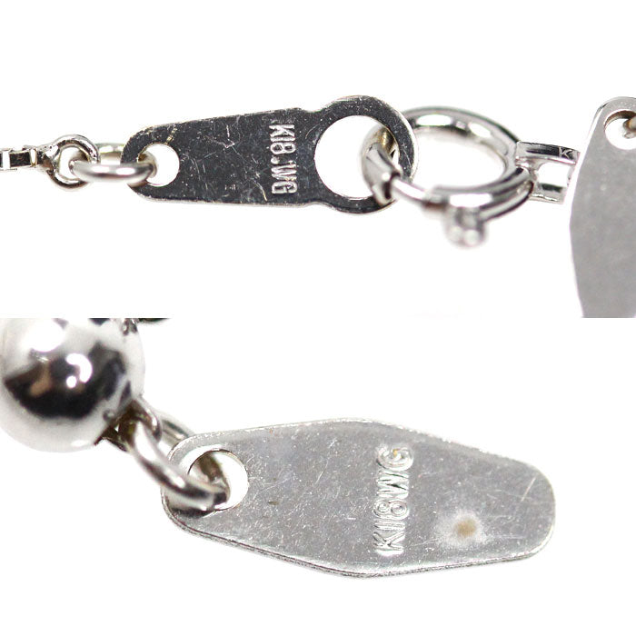 K18WG ホワイトゴールド フラワー ネックレス ダイヤモンド0.70ct 3.6g ～45cm フリーチェーン レディース【中古】