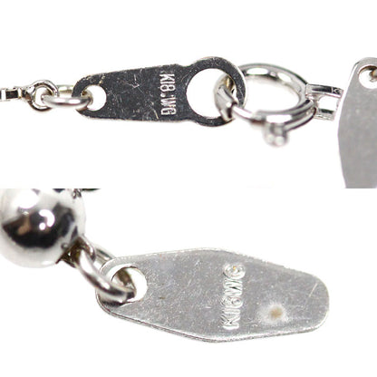 K18WG ホワイトゴールド フラワー ネックレス ダイヤモンド0.70ct 3.6g ～45cm フリーチェーン レディース【中古】
