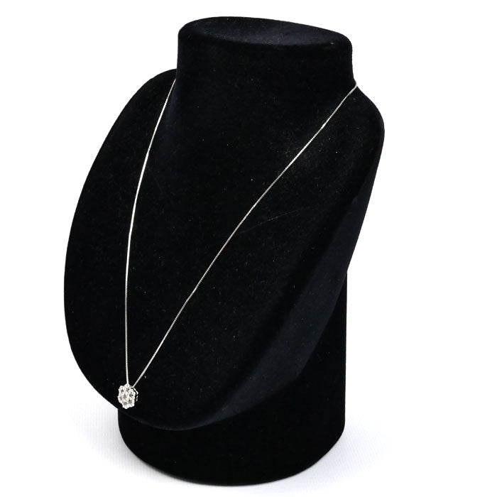 K18WG ホワイトゴールド フラワー ネックレス ダイヤモンド0.70ct 3.6g ～45cm フリーチェーン レディース【中古】