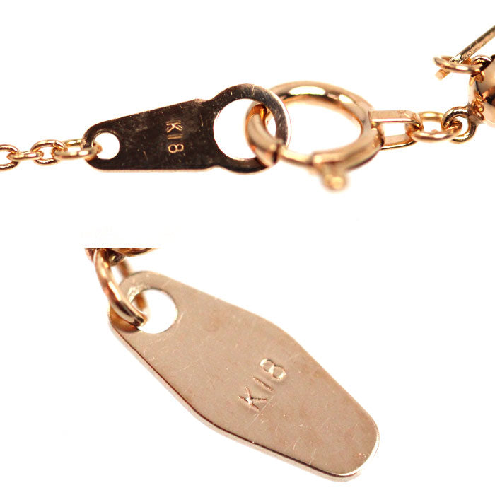 K18PG ピンクゴールド ネックレス 小豆 2.4g ～45cm フリーチェーン レディース【中古】【美品】