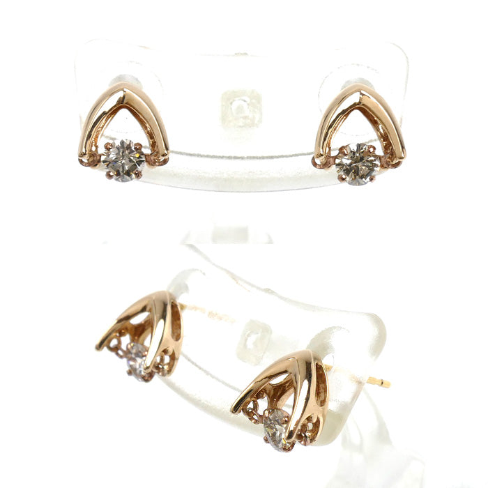 K18PG ピンクゴールド ピアス ダイヤモンド0.12ct/0.12ct 1.0g ダンシングダイヤ レディース【中古】
