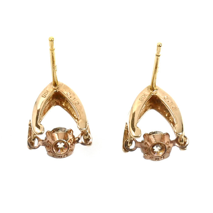 K18PG ピンクゴールド ピアス ダイヤモンド0.12ct/0.12ct 1.0g ダンシングダイヤ レディース【中古】