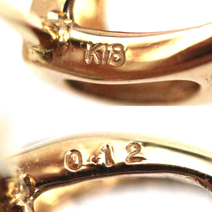 K18PG ピンクゴールド ピアス ダイヤモンド0.12ct/0.12ct 1.0g ダンシングダイヤ レディース【中古】