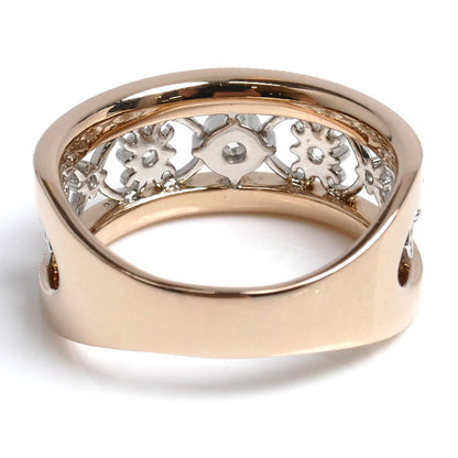 K18PG ピンクゴールド Pt900プラチナ リング・指輪 ダイヤモンド0.40ct/0.20ct 16号 9.0g レディース【中古】【美品】