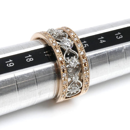 K18PG ピンクゴールド Pt900プラチナ リング・指輪 ダイヤモンド0.40ct/0.20ct 16号 9.0g レディース【中古】【美品】