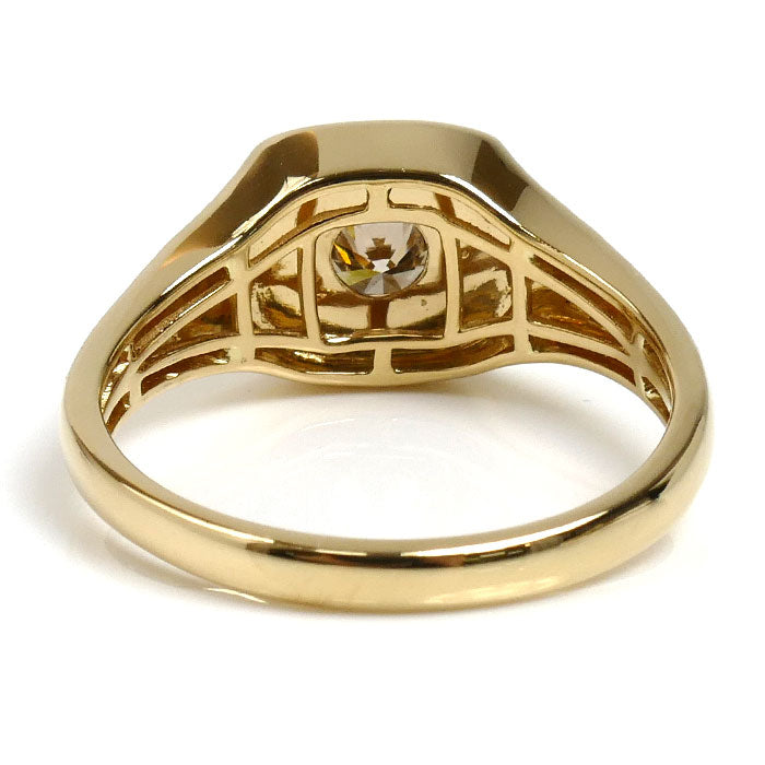 K18YG イエローゴールド 印台 リング・指輪 ダイヤモンド0.30ct 23号 6.6g メンズ【中古】