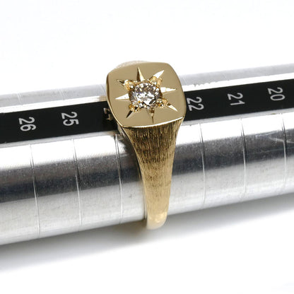 K18YG イエローゴールド 印台 リング・指輪 ダイヤモンド0.30ct 23号 6.6g メンズ【中古】