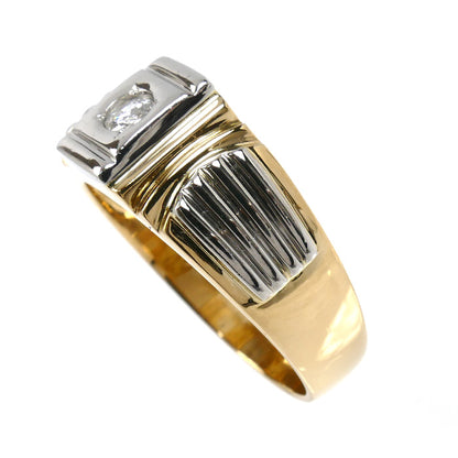 K18YG イエローゴールド Pt900プラチナ リング・指輪 ダイヤモンド0.13ct 25号 11.3g メンズ【中古】【美品】