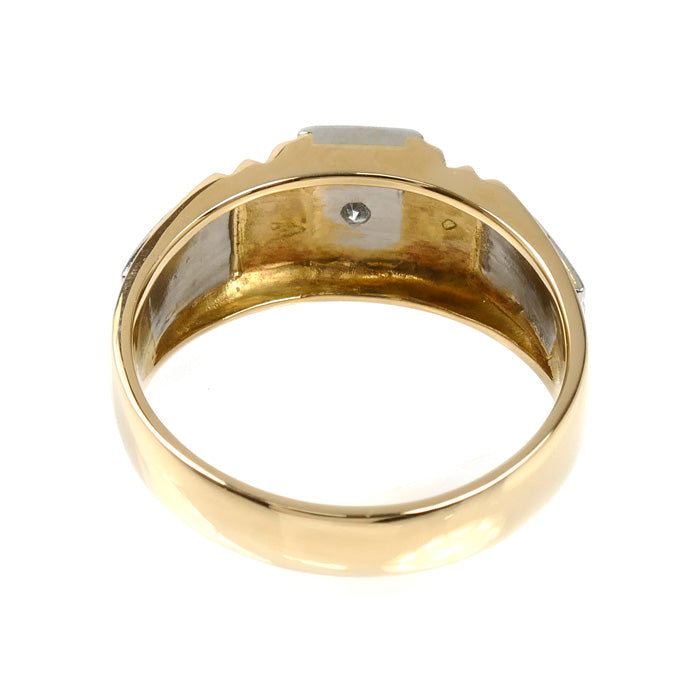 K18YG イエローゴールド Pt900プラチナ リング・指輪 ダイヤモンド0.13ct 25号 11.3g メンズ【中古】【美品】