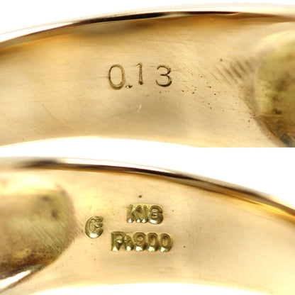 K18YG イエローゴールド Pt900プラチナ リング・指輪 ダイヤモンド0.13ct 25号 11.3g メンズ【中古】【美品】