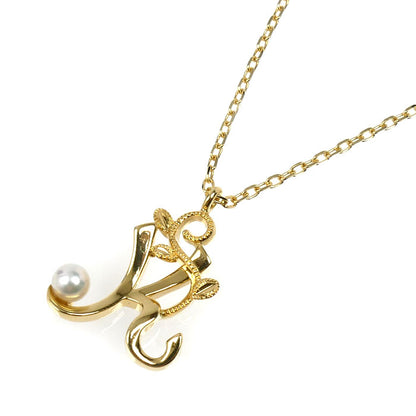 MIKIMOTO ミキモト K18YG イエローゴールド ベビーパール イニシャル K ネックレス パール約3.5mm 3.9g 42cm レディース【中古】