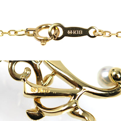 MIKIMOTO ミキモト K18YG イエローゴールド ベビーパール イニシャル K ネックレス パール約3.5mm 3.9g 42cm レディース【中古】