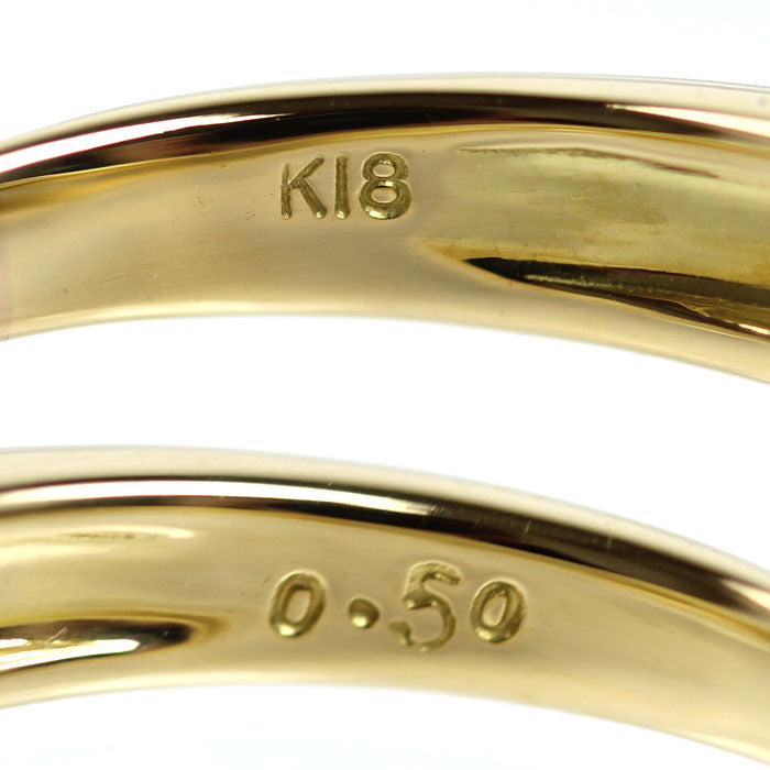 K18YG イエローゴールド リング・指輪 ダイヤモンド0.50ct 11号 4.6g レディース【中古】【美品】