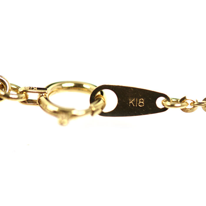 K18YG イエローゴールド ネックレス 小豆 3.2g ～45.5cm フリーチェーン レディース【中古】