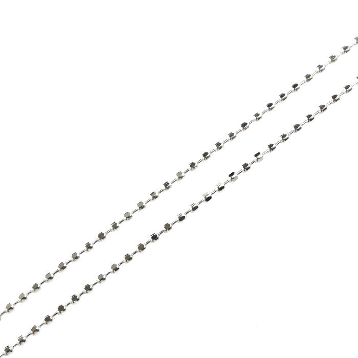 K18WG ホワイトゴールド シリンダーチェーン ネックレス 1.3g ～45cm フリーチェーン レディース【中古】【美品】