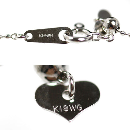 K18WG ホワイトゴールド シリンダーチェーン ネックレス 1.3g ～45cm フリーチェーン レディース【中古】【美品】