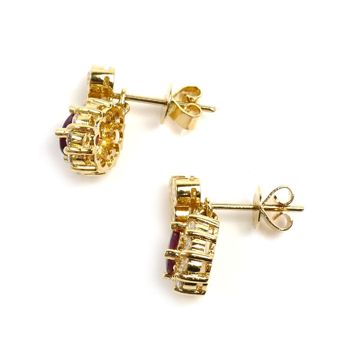 K18YG イエローゴールド ピアス ルビー0.83ct ダイヤモンド0.71ct 4.1g レディース【中古】