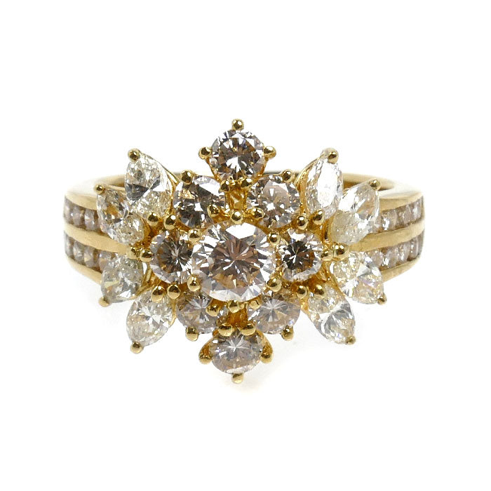 K18YG イエローゴールド リング・指輪 ダイヤモンド2.00ct 9号 5.3g レディース【中古】【美品】