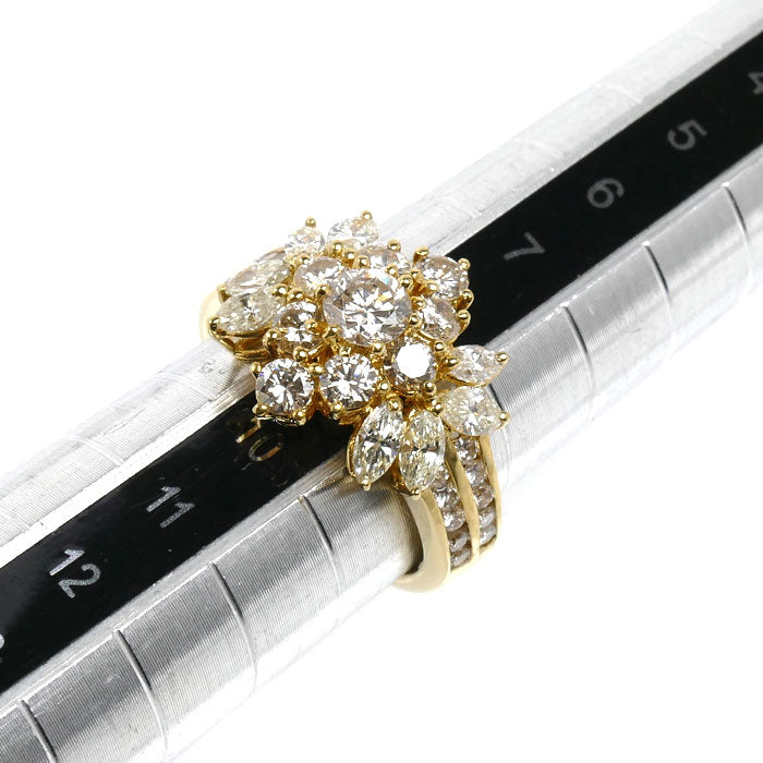 K18YG イエローゴールド リング・指輪 ダイヤモンド2.00ct 9号 5.3g レディース【中古】【美品】
