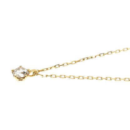 K18YG イエローゴールド 一粒ダイヤ ネックレス 小豆 ダイヤモンド0.1ct 1.1g ～44cm フリーチェーン レディース【中古】