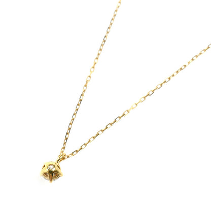 K18YG イエローゴールド 一粒ダイヤ ネックレス 小豆 ダイヤモンド0.1ct 1.1g ～44cm フリーチェーン レディース【中古】