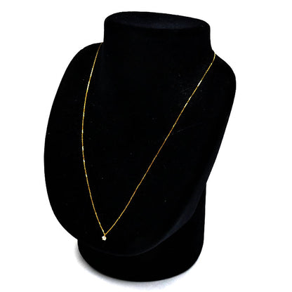 K18YG イエローゴールド 一粒ダイヤ ネックレス 小豆 ダイヤモンド0.1ct 1.1g ～44cm フリーチェーン レディース【中古】