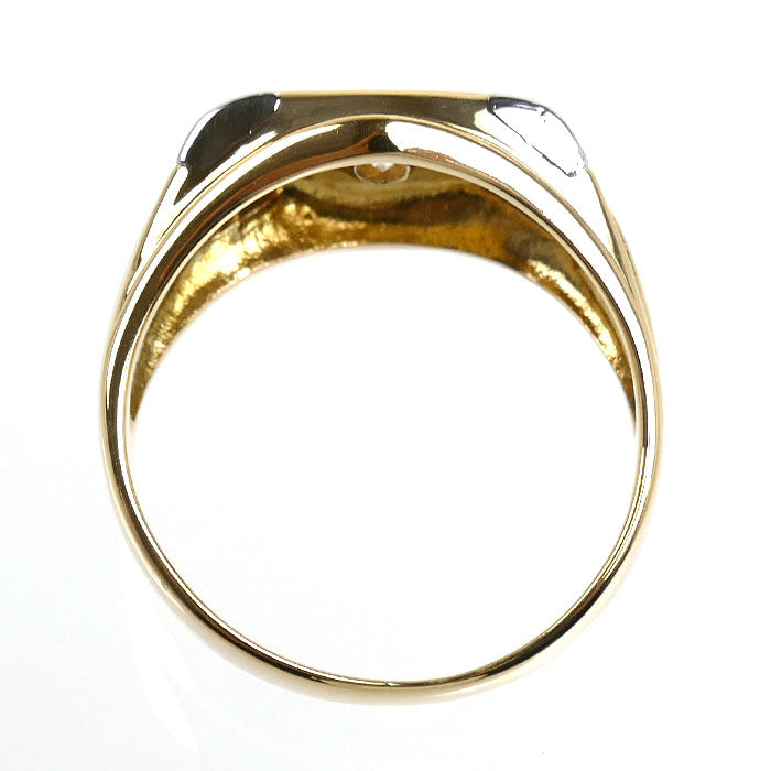 K18YG イエローゴールド Pt900プラチナ リング・指輪 ダイヤモンド0.18ct/0.09ct 20号 7.3g メンズ【中古】【美品】