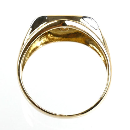 K18YG イエローゴールド Pt900プラチナ リング・指輪 ダイヤモンド0.18ct/0.09ct 20号 7.3g メンズ【中古】【美品】