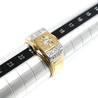 K18YG イエローゴールド Pt900プラチナ リング・指輪 ダイヤモンド0.18ct/0.09ct 20号 7.3g メンズ【中古】【美品】