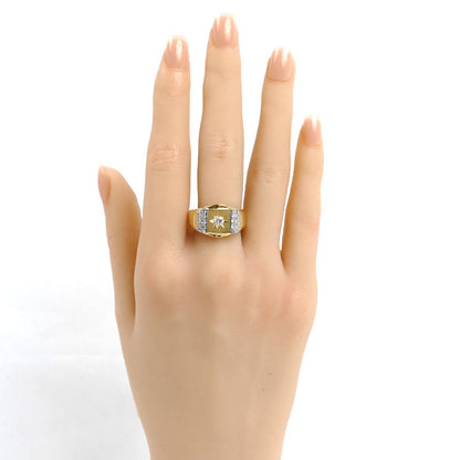 K18YG イエローゴールド Pt900プラチナ リング・指輪 ダイヤモンド0.18ct/0.09ct 20号 7.3g メンズ【中古】【美品】