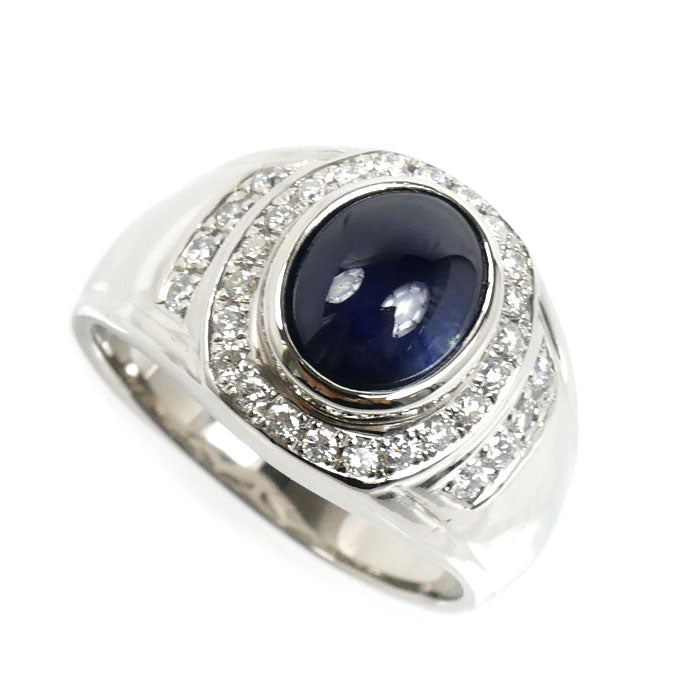 Pt900プラチナ リング・指輪 サファイア3.77ct ダイヤモンド0.38ct 19号 15.9g メンズ【中古】