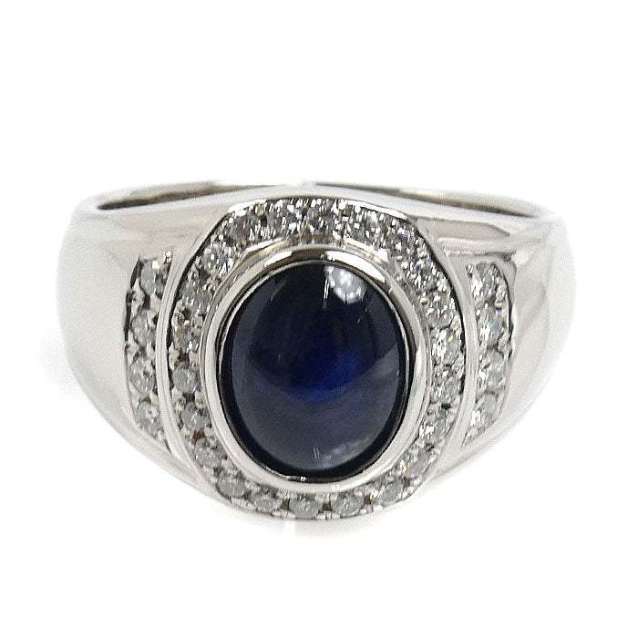 Pt900プラチナ リング・指輪 サファイア3.77ct ダイヤモンド0.38ct 19号 15.9g メンズ【中古】