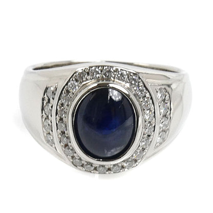 Pt900プラチナ リング・指輪 サファイア3.77ct ダイヤモンド0.38ct 19号 15.9g メンズ【中古】