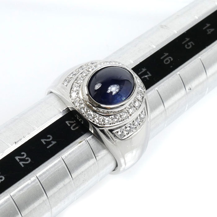 Pt900プラチナ リング・指輪 サファイア3.77ct ダイヤモンド0.38ct 19号 15.9g メンズ【中古】