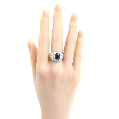 Pt900プラチナ リング・指輪 サファイア3.77ct ダイヤモンド0.38ct 19号 15.9g メンズ【中古】