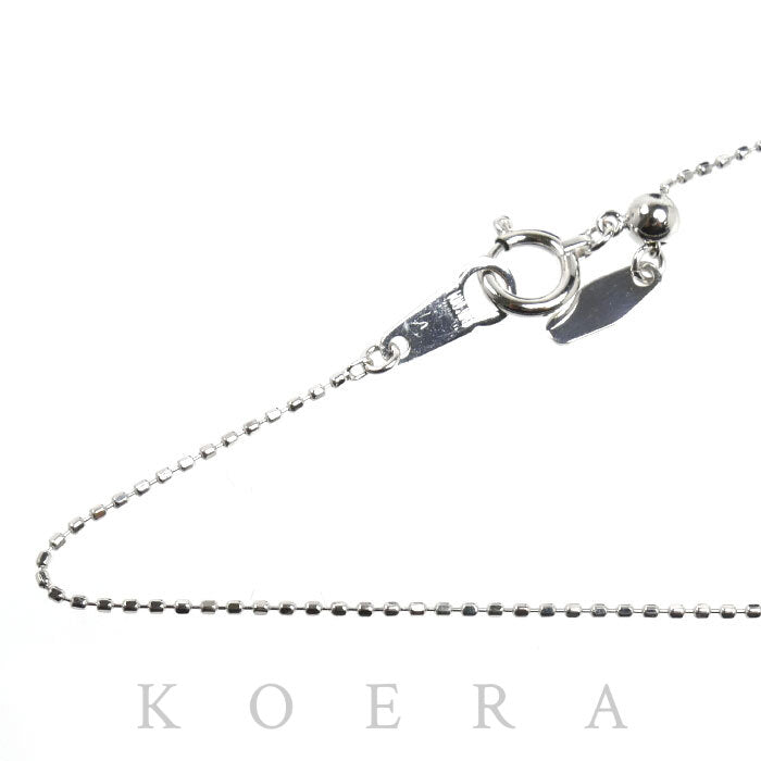 K18WG ホワイトゴールド ネックレス ボール 1.6g ～45cm フリーチェーン レディース【中古】