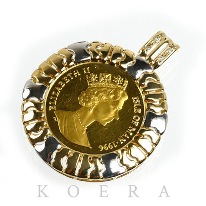 K24YG/K18YG/Pt900 マン島 1/5OZ ペンダントトップ ダイヤモンド0.03ct 13.3g ユニセックス【中古】
